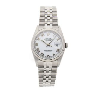 Rolex Datejust Auto 36mm Steel White Gold Mens Jubilee Bracelet Watch 16234