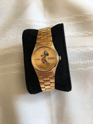 Vintage Seiko Ladies Mickey Mouse Watch With Starburst Dial Gold Plated