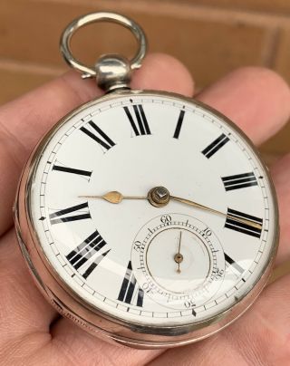 A Gents Large Antique Solid Silver “malton & Driffield” Fusee Pocket Watch,  1875