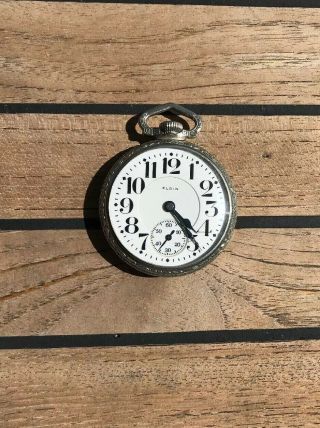1919 Elgin " Father Time " 21j 16s Railroad Pocket Watch Illinois Of White Case