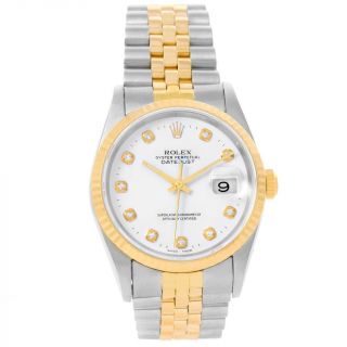 Rolex Datejust Steel 18K Yellow Gold White Diamond Dial Watch 16233 2