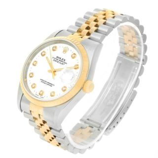 Rolex Datejust Steel 18K Yellow Gold White Diamond Dial Watch 16233 4