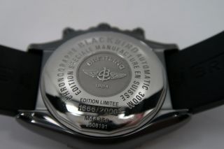 BREITLING M44359 Windrider Blackbird Limited Edition Black Steel Automatic Watch 12