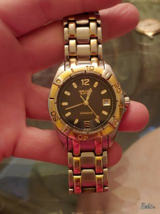 Gruen Swiss Automatic Gsm015 Mens Vintage 25 Jewels Black Face Wristwatch