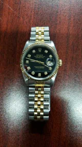 Rolex Oyster Perpetual Datejust 36 Black Automatic Mens Watch 116233bkdj