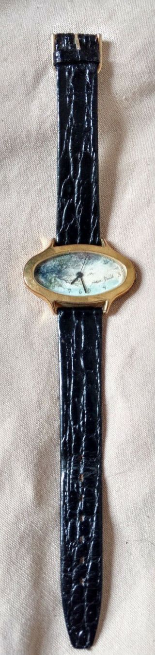 Cenere 8010 Wrist Watch Oval Face Artist Painting Vtg Stainless Steel Shower