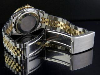 Mens Rolex 18K/ Steel Datejust Two Tone 36MM Black Dial Diamond Watch 3.  25 Ct 2