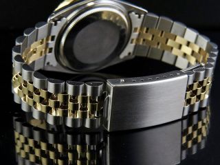 Mens Rolex 18K/ Steel Datejust Two Tone 36MM Black Dial Diamond Watch 3.  25 Ct 6