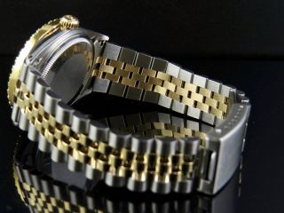 Mens Rolex 18K/ Steel Datejust Two Tone 36MM Black Dial Diamond Watch 3.  25 Ct 8