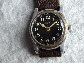 Military Issue Ww 11 German (dh) Wrist Watch.  Elgin ? But For Repair.