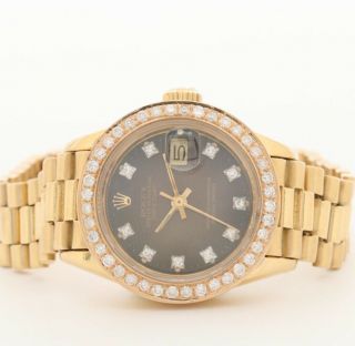 Rolex President 18K gold wristwatch with diamond bezel and dial IF – VVS1 3