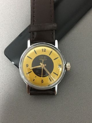 Vintage Germany men ' s stainless steel Watch Gub GLASHUTTE Cal69.  1 2