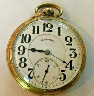 1917 Railroad Grade A.  Lincoln Pocket Watch 21j 16s Gf Open Face,  10k Gold Filled