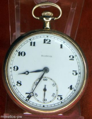 1916 Illinois Pocket Watch 12s Open Face 11jewels Gold Filled Case Full Serviced