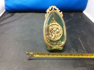 Antique Green Tinted Beveled Glass Pocket Watch Holder