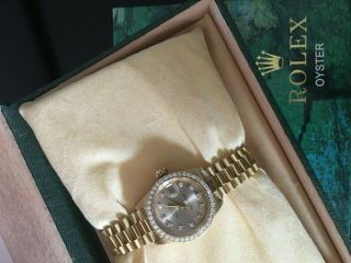 Ladies Rolex President DateJust 18ct Gold and Diamond Certified 3