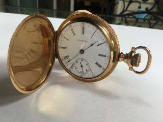 Waltham Hunter Pocket Watch,  15 Jewels,  14k Gold Filled In Dueber Case
