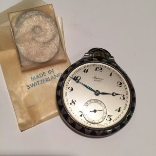 1920s Alpina Gruen Gilde Huguenin Freres Niello Art Deco Luxury Pocket Watch