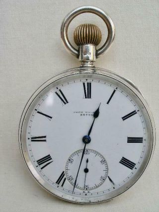 Fine Quality English Sterling Silver Pocket Watch By John Walker London 1888.