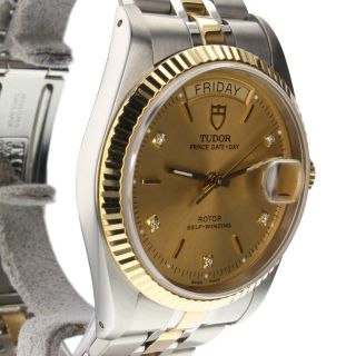 Tudor Prince Date Day Two Tone Golden Diamond Dial Automatic 36 mm Watch 76213 4