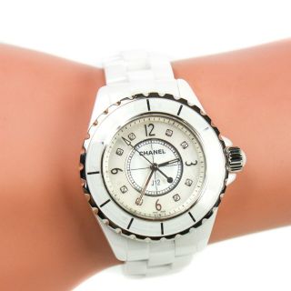 Chanel - J12 Diamond Watch - White Ceramic Silver Quartz 9