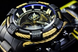 Invicta Men 51mm Bolt Swiss Chrono Black Gold Dual Cable Stainless Steel Watch