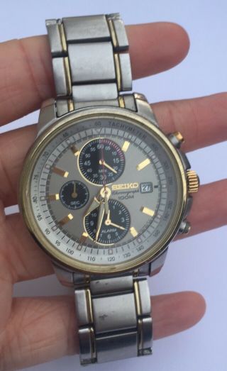 Seiko Chronograph Mens Quartz Watch With Date 7t62 - 0gz0 A4