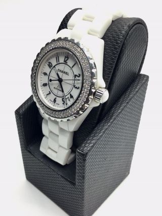 Chanel White Ceramic J12 Factory Diamond Watch 2