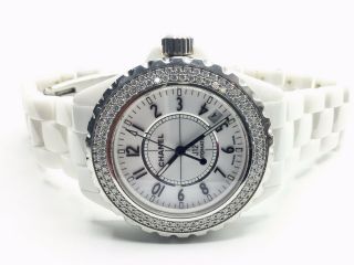 Chanel White Ceramic J12 Factory Diamond Watch 6
