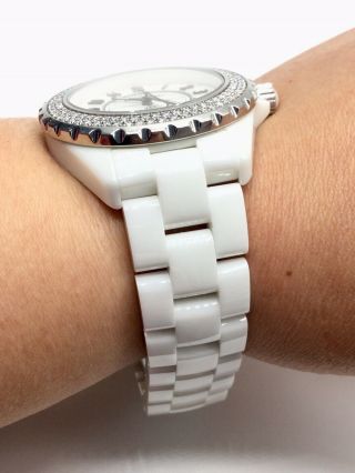 Chanel White Ceramic J12 Factory Diamond Watch 9