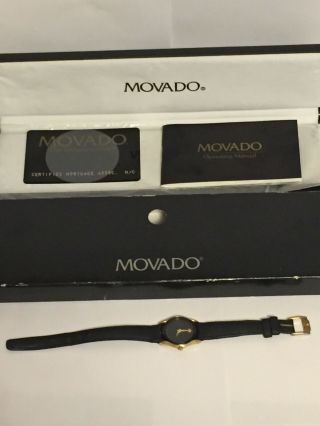 Rare Movado Museum Gold Plated Ladies Watch 87.  A1.  820.  2 W/ Box,  Case And Booklet