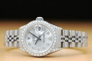 ROLEX LADIES DATEJUST 18K WHITE GOLD DIAMOND STAINLESS STEEL SILVER DIAL WATCH 4