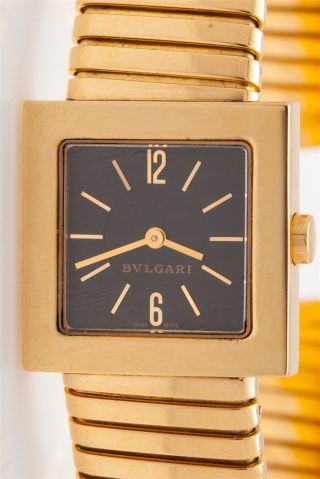 Estate $15,  000 Bvlgari 18k Yellow Gold Tank Bangle Bracelet Watch 87g