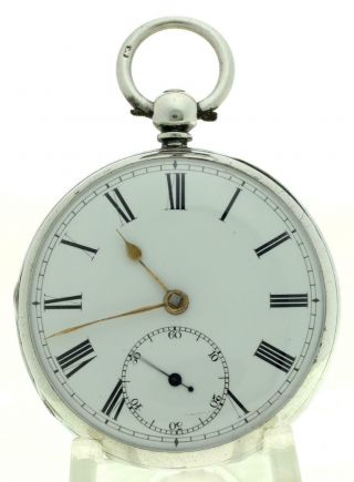Solid Sterling Silver English Fusee Lever Pocket Watch 1864 Cleaned &