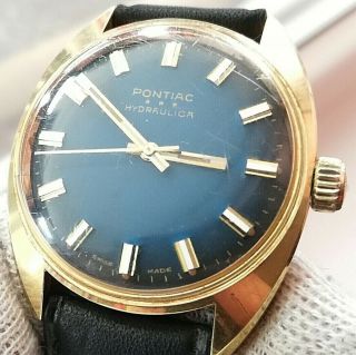 Pontiac Hydraulica Rare Gold Plated Old 1960 " S Mechanical Wrist Watch
