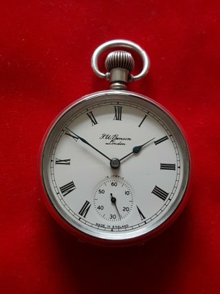 1957 English Made Jw Benson / Smiths 15j Pocket Watch Ald Sterling Silver Case.