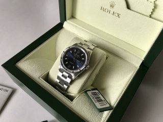 Rolex Air King Mens Watch Oyster Stainless Steel Blue Dial w/ Box 14010M 4