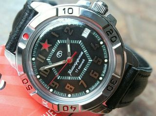 Vostok Komandirsky 431744 Russian Military Mechanical Wrist Watch Red Star