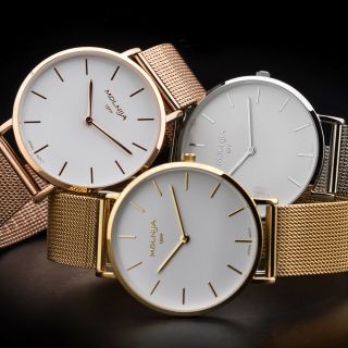 Molnija ® Damenuhr Milanaise Uhrarmband Bauhaus Uhr Gold Rose Silber Edelstahl
