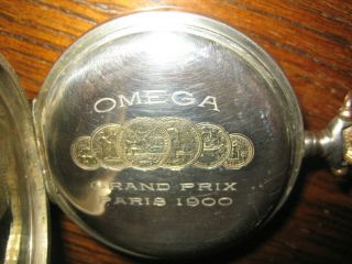 Antique Silver Omega Grand Prix Paris 1900 Pocket Watch