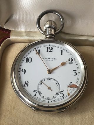Antique Silver Hallmarked J W Benson London Pocket Watch 15 Jewels Great