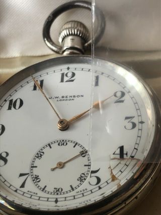 Antique Silver Hallmarked J W Benson London Pocket Watch 15 Jewels Great 2