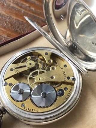 Antique Silver Hallmarked J W Benson London Pocket Watch 15 Jewels Great 7