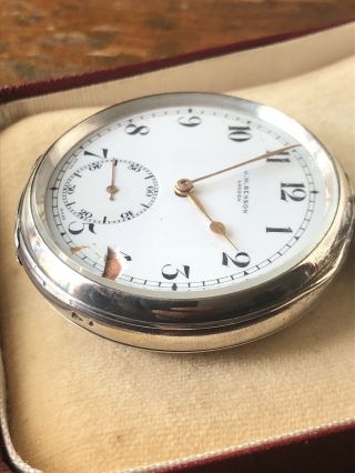 Antique Silver Hallmarked J W Benson London Pocket Watch 15 Jewels Great 8