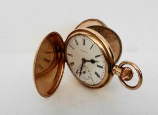 Antique Elgin Pocket Watch 20yrs Gold Plated/filled Hunt Case 16s 17j Running