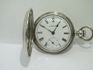 1896 18s Waltham Pocket Watch Full Hunter Sterling Silver