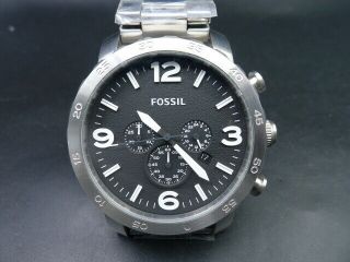 Old Stock Fossil Nate Jr1353 Chronograph Stainless Steel Quartz Men Watch