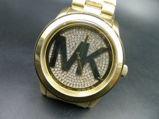 Old Stock Michael Kors Runway Mk5706 Gold Plated Quartz Women Watch