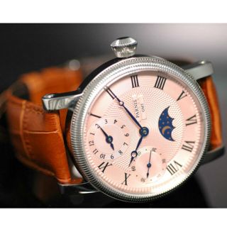 42mm Parnis Pink Red Dial Gmt Hand Winding Movement Mens Womens Watch Pa61