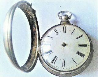 Large Very Heavy Silver Paircased Verge Pocket Watch C1835.